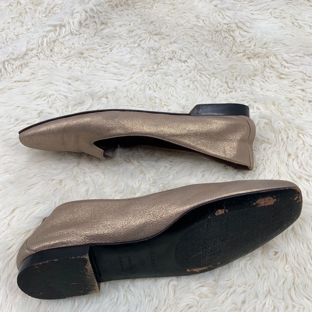 Hermès Gold Metallic Leather Smoking Slippers - Picture 6 of 11
